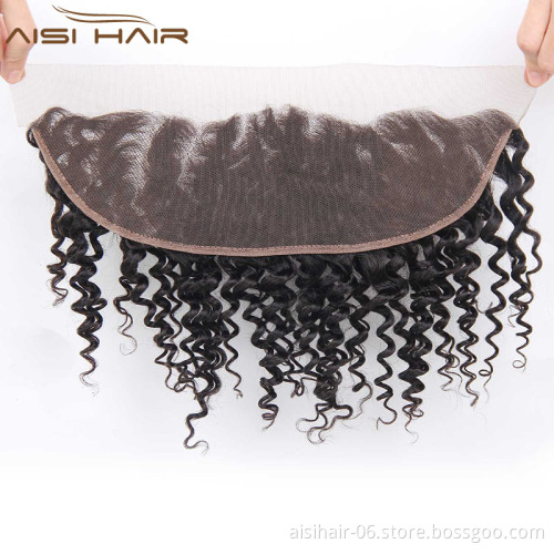 Afro Kinky Curly 13*4 Human Hair Lace Frontal 100% Peruvian  Human Hair